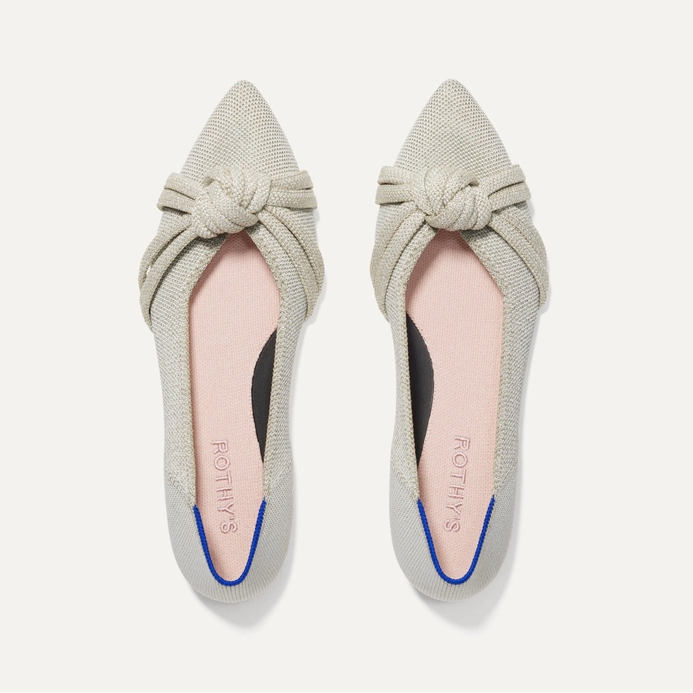 ROTHY’S THE KNOT POINT II 8.5 W DIAMOND METALLIC FLATS NEW DAZZLING SHINE SUMMER